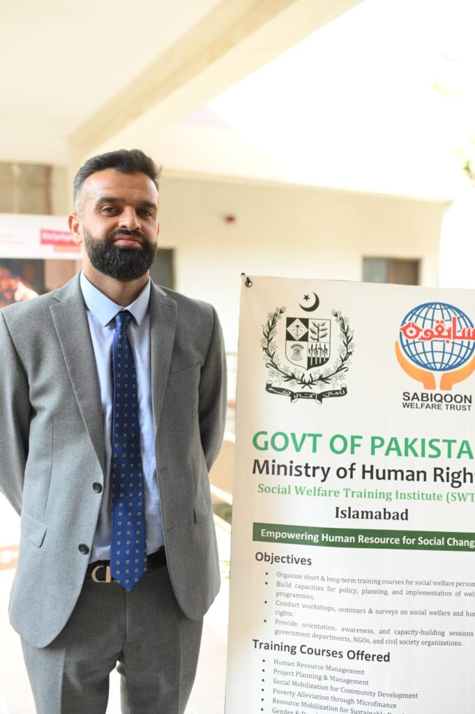 Mr. Shawal Azeem representing Sabiqoon Welfare Trust at the Social Welfare Training Institute (SWTI), Islamabad